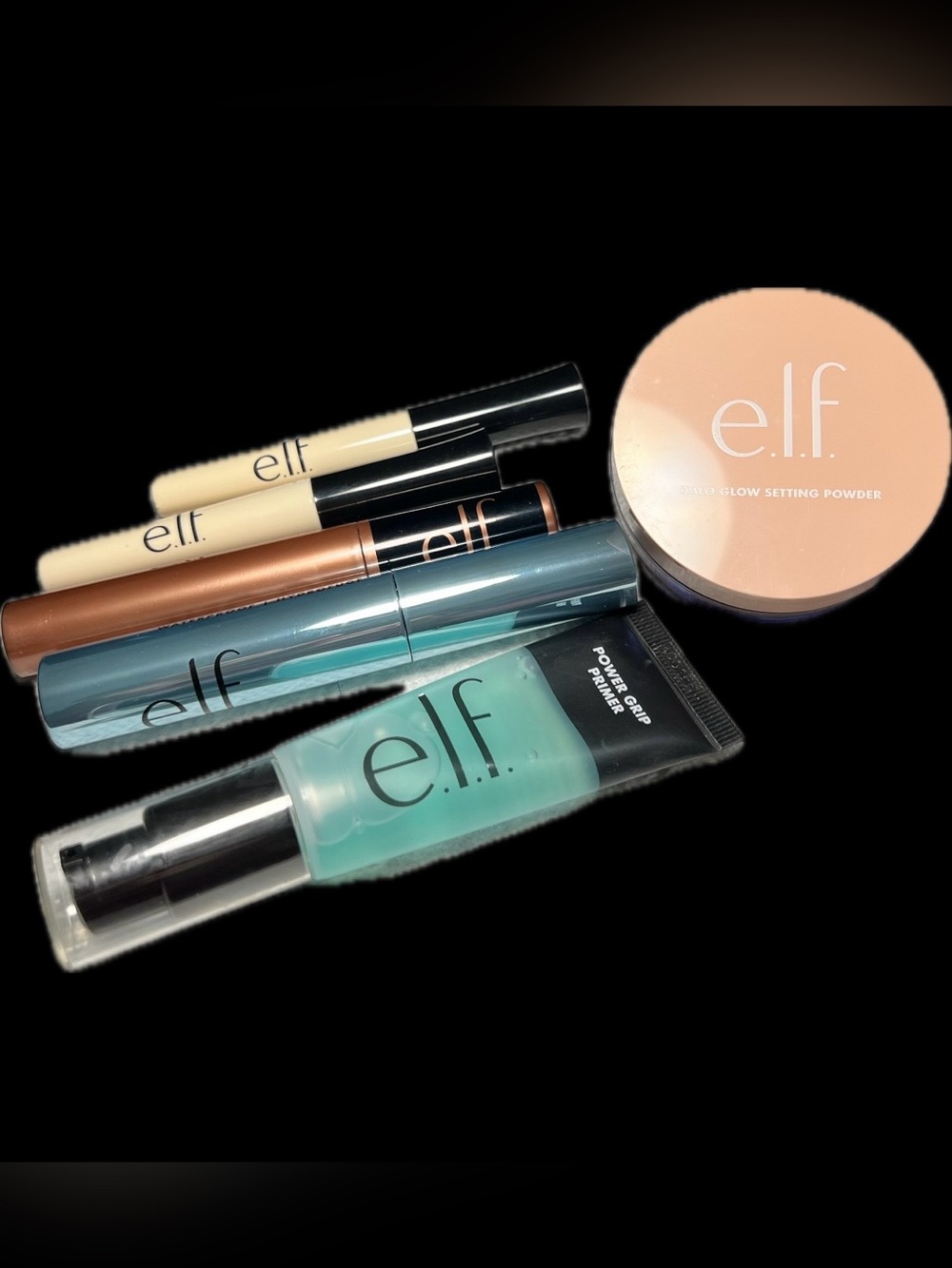 e.l.f. Mint Power Grip Primer & Peach Glow Setting Powder with Neutral Sticks